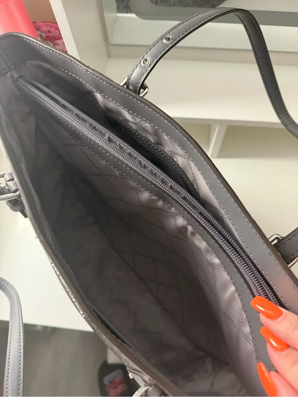 Michael Kors Monogram Tote in Charcoal Gray and Black